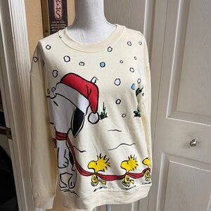 Ugly holiday Christmas sweater Snoopy and Woodstock Christmas Sweater sz L NWOT
